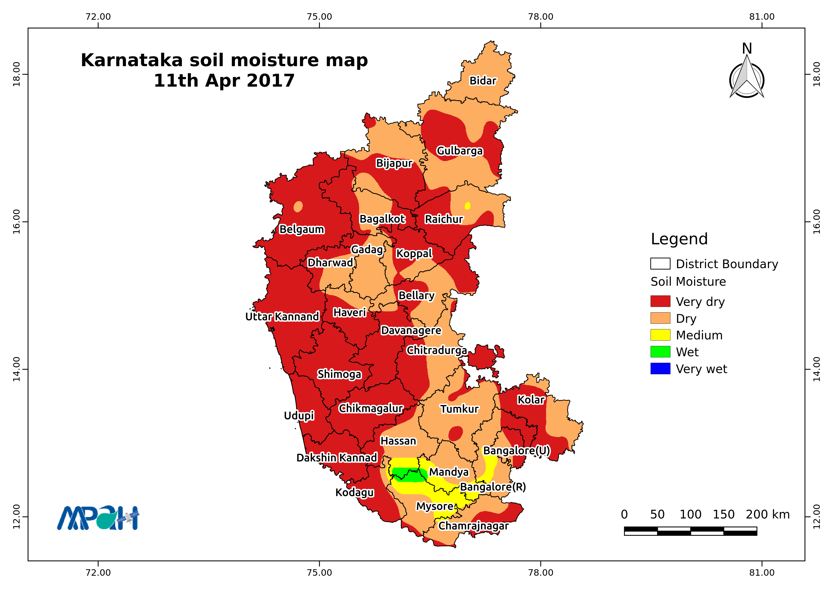 Soil Map Of Karnataka Soil Moisture Map For The State Of Karnataka - Aapah Innovations Pvt Ltd