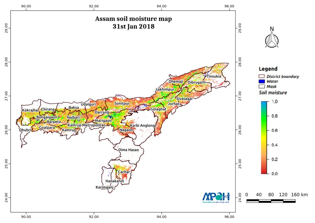 Soil Moisture Map for the state of Assam