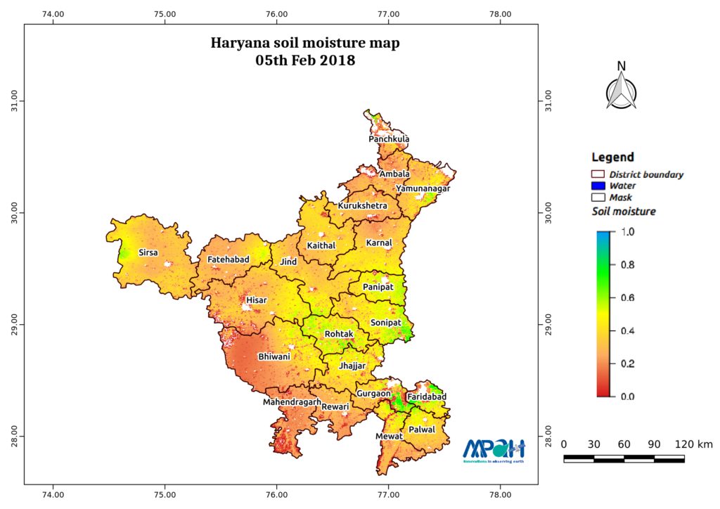 Soil Moisture Map for the state of Haryana