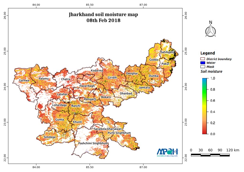 Soil Moisture Map for the state of Jharkhand